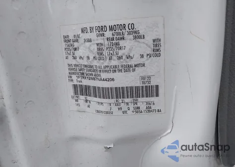 2007 Ford F-150 Stx/Xl/Xlt z USA, uszkodzony, nr VIN 1FTRX12W87NA44206